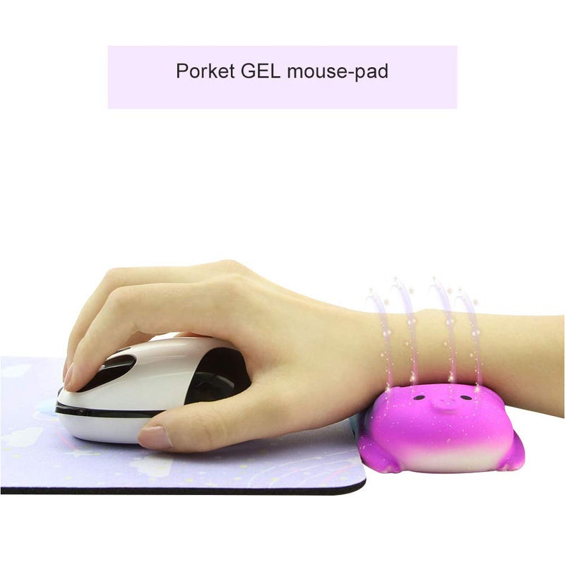 Sunffice Small Wrist Rest Mouse Pad, Mini Cute Ergonomic Mousepad Memory Foam Design Pig Shape Wrist Support Pillow Rest Cushion Mat for Office Computer Laptop,Comfortable and Pain Relief(Starry Sky) - Image 3